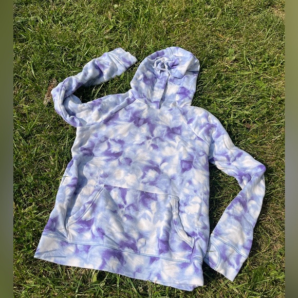 Athleta G!RL Hoodie Tie-Dye Hooded Sweatshirt Girls XL 14 Purple Blue White - Picture 16 of 16